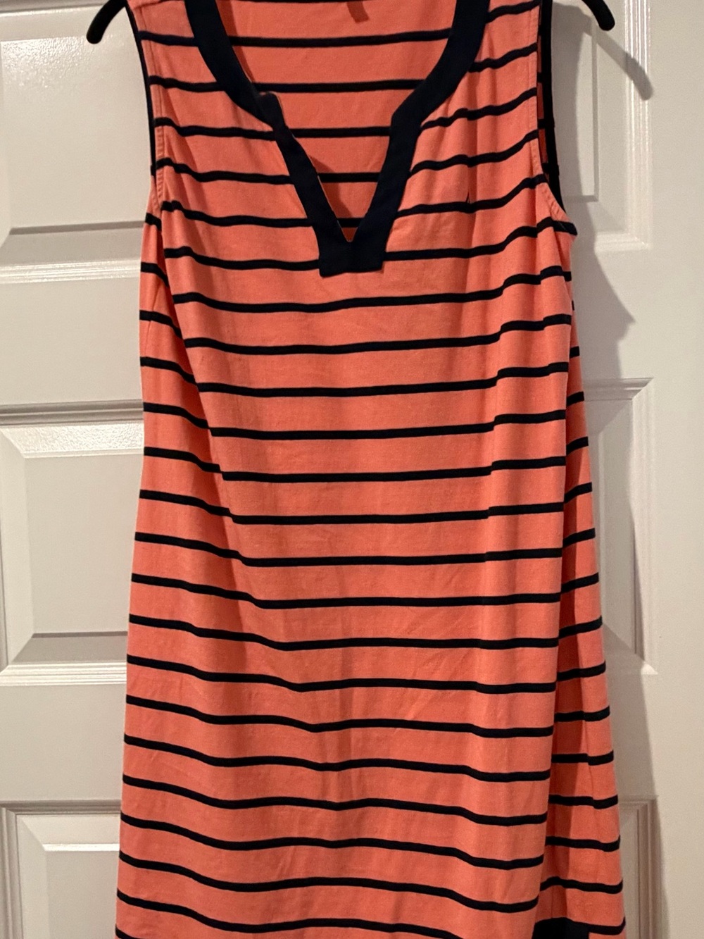 Nautica Striped Coral and Navy Sleeveless Tunic